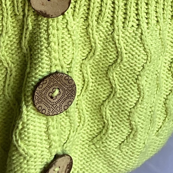 Pure Handknit Lime Green Button up Sweater - Picture 3 of 3